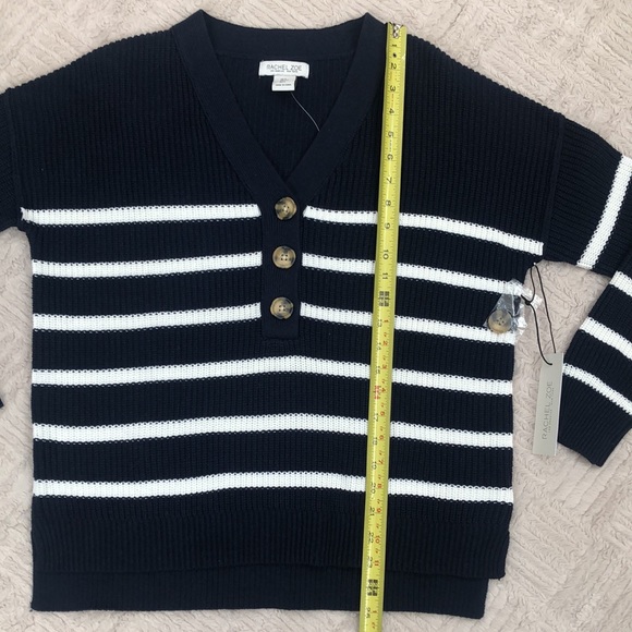 NEW Rachel Zoe Navy White Striped Knit Pullover Sweater - Picture 13 of 14